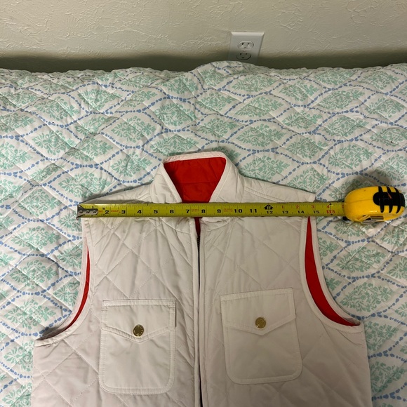 Ralph Lauren Vest- White‎ Quilted Orange Lining Full Zip Women Medium - Picture 13 of 13